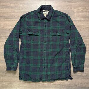 L.L. Bean Men's Fleece-Lined Flannel Shirt - Navy/Green